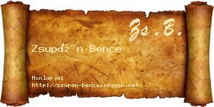 Zsupán Bence névjegykártya